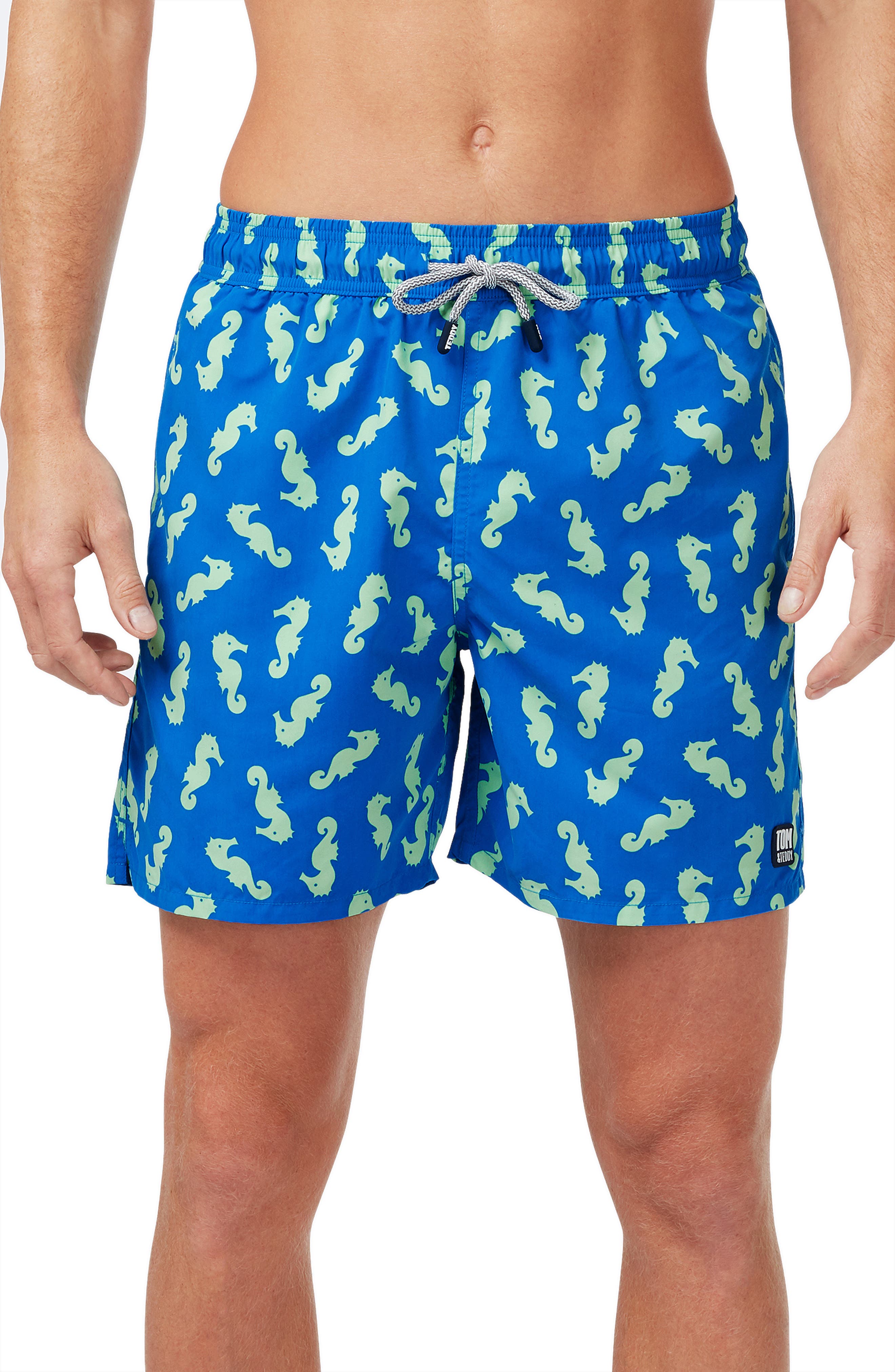 JERECY Mens Swim Trunks Sun Smiley Face Quick Dry Board Shorts with Drawstring and Pockets 
